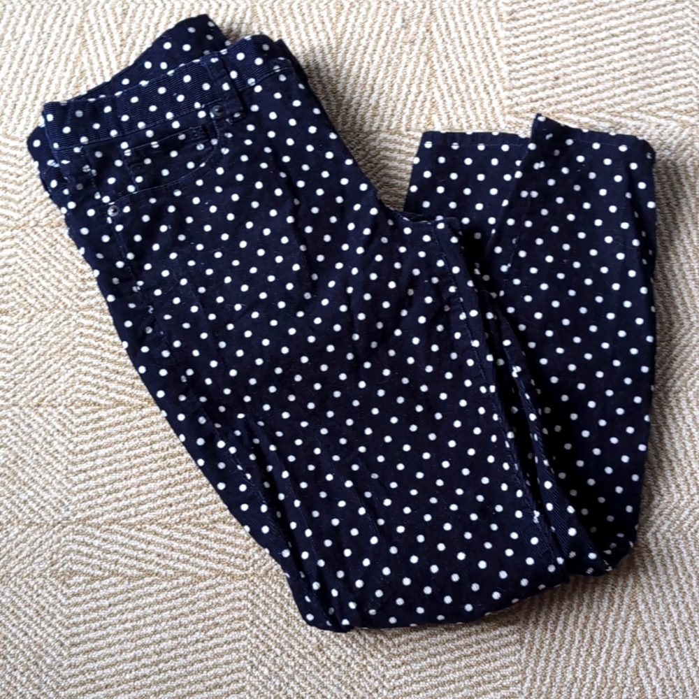 J. Crew Navy Polka Dot Skinny Pants